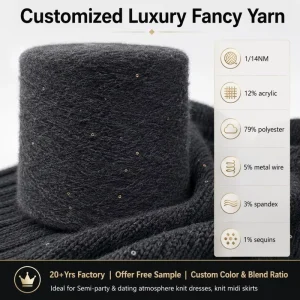 High Elastic 1 14NM Metallic Fancy Fuzzy Soft Sequin Spandex Blended Yarn For Beanie Scarf Festive Accessories Garen Garn Hilo