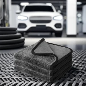 High End 1200gsm Microfiber Quick Dry Car Towel Edgeless Woven Technique Custom Logo Absorbent Detailing Cloth