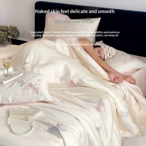High End 60 Count All Season Cool Touch Bed Sheet Duvet Cover Butterfly Pattern Luxury Bedding Set
