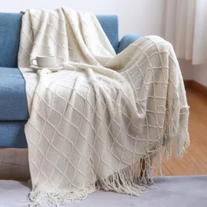 High End All Season Raschel Blanket with Stylish Tassels Office Lunch Break Window Decor Wearable Air Conditioning Bay Blanket