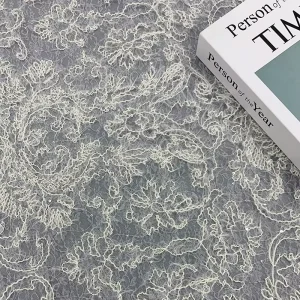 High End Luxury Beige French Guipure Tulle Lace Fabric Hollow Mesh Sequin Chantilly Cord Embroidery Wedding Bridal Dress Women