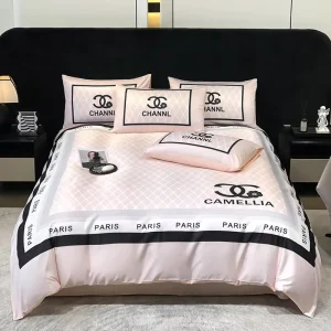High End Luxury Satin Silk Bedding Set Printed Cooling Breathable 4 Piece Summer Bed Sheet Duvet Cover Set