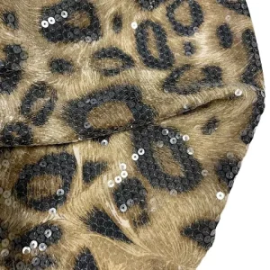 High-End Luxury Sequin Embroidery Fabric Elastic Leopard Print Style for Women’s Evening and Party Dresses Woven Techniques