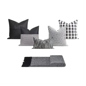 High-End Modern Black Series Living Room Pillow Light Luxury Geometric Retro Pattern Memory Heated Feature