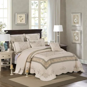 High-End Pure Cotton Modern Floral Bedspread Double-Sided Embroidered Summer Quilted Comforter