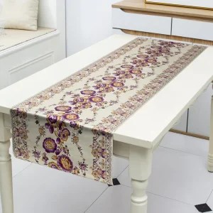 High End Qualityfloral champagne Color Gold Polyester 20 Meteres Pvc Table Runners