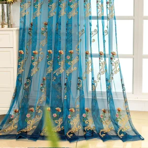 High End Sheer Curtains American Country Style Embroidered Polyester China Ready Made Curtains