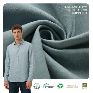 High End Yarn Dyed Solid Cotton Linen Fabric 55% Linen 45% Cotton GSR GOTS Certified Shirt Fabric