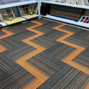 High Performance Vertical Strip Modular Carpet Tiles Fireproof Soundproof Removable Multi Color Commercial Square Carpet