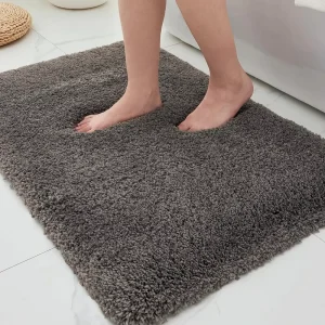 High Plush Tufted Plain Bathroom Rugs Instant Water Absorbent Bath Mats Fluffy Shower Mat Extra Thick PET Friendly Living Room