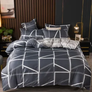 High Quality 100% Cotton European Style Quilt Set Modern 4 Piece Bedding with Folded Feature Solid Color
