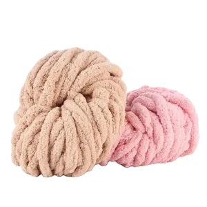 High Quality 100% Polyester Dyed High Tenacity Hand Knitting Jumbo Chunky Chenille Yarn for Blanket Corechet