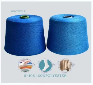 High Quality 100% Polyester Eco Friendly Yarn 32s 21s Ring Spun Recycled Raw Dyed for Socks Knitting Sewing Embroidery Weaving