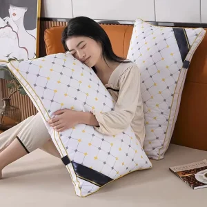 High Quality 100% Polyester Hotel Bed Pillows Custom Rectangle 1000g 48*74 Double Line Hilton Soft and Comfortable for Guests