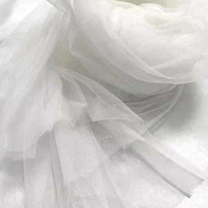 High Quality 100% Polyester Mesh Tulle Fabric Ultra-Thin Knitted White Cloth Medium Weight Plain Dyed Honeycomb Laminated