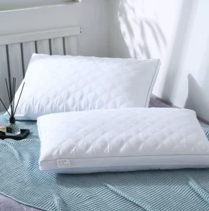High Quality 200TC Soft Cotton Quilted Ergonomic Bed Pillow Rectangle Solid Double Line Luxury Sofa Use Neck Included