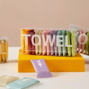 High Quality 24*30cm Compressed Disposable Viscose Nonwoven Solid Color Antimicrobial Quick Dry One Time Use Bath Towel Factory