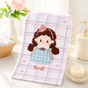 High Quality 25*50cm 47g Pure Cotton Soft Cartoon Woven Breathable Kids Towel for Children Bathroom Daily Use