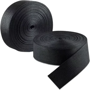High Quality 25MM 38MM 50MM Black Nylon Webbing Strap Heavy Duty Polypropylene Webbing Belt for Backpack Seat Belt Webbing Tape