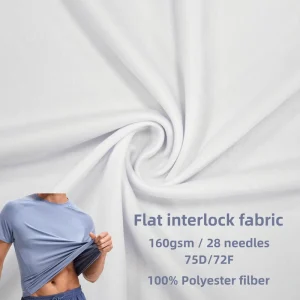 High Quality 28 Needles Tear Resistant Dry Fit Wicking 100% Polyester Knitted Interlock Fabric for Sports Quick Drying T shirts