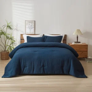 High Quality 3-Piece Waffle Weave Comforter Set for King Queen Sizes Lightweight Soft Quilt Polyester Filling for Hotels