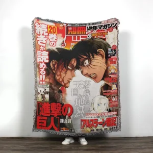High Quality 35% Cotton 65% Polyester Customizable Foldable Portable Blanket Tapestry Jacquard Woven Anime Design