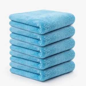 High Quality 400gsm Quick Dry Sky Blue 40x40cm Microfiber Cleaning Towel Edgeless Soft Car Wash Cloth