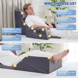 High Quality Adjustable Memory Foam Comfort 9PCS Orthopedic Bed Wedge Reading Pillow Set for Adult Acid Reflux GERD