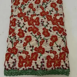 High Quality African Net Lace Fabric Hollow Out Embroidered Lace Fabric with Floral Applique for Occasion & Bridal Dresses