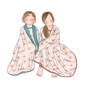 High Quality Bamboo Fiber 50×50 Inch Double Layer Baby Blanket Pad Cute Print Warm Windproof Newborn Essential Blanket