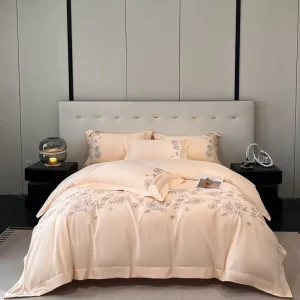 High Quality Bed Sheet Set Luxury Embroidery 100% Cotton Winter Bedding Set 4pcs Flat Bed Sheet Duvet Cover and Pillowcases