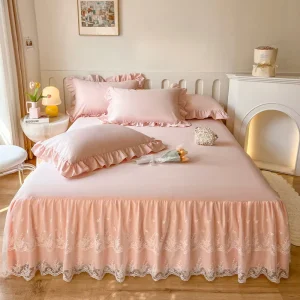 High Quality Bed Skirt Washed Cotton King Size Adjustable Solid Color Bed Skirt