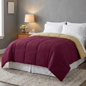 High Quality Bedding All Season 100% Microfiber Reversible Red Twin Bedroom Comforter Sets Luxury