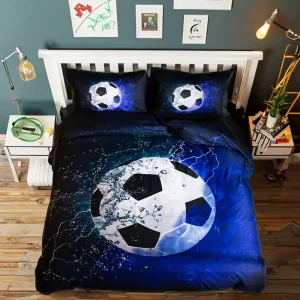 High Quality Bedding Set Super Cool King Size Sports Football Polyester 3 Piece Duvet Cover with Pillowcases for Children