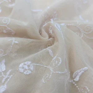 High Quality Black Mesh Embroidery 82% Polyester 18% Spandex Printed Line Texture Tulle Fabric for Dress