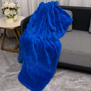 High Quality Blue 500g Anti static Washable Arctic Velvet Soft Throw Blankets for Bed Sofa
