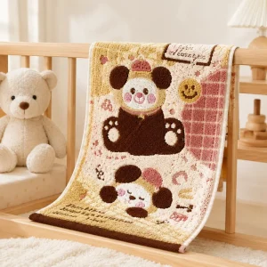 High Quality Cartoon Animal Quick Dry Absorbent Soft Cotton Kids Towel 376GSM 25x50cm for Camping and Outdoor Travel