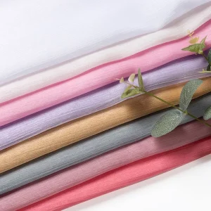 High Quality Cationic Fabric Shiny Creased Organza Fabric for Making Wedding Dress