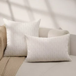 High Quality Chenille Throw Pillow Covers White Geometric Jacquard Pillow Cushion Covers