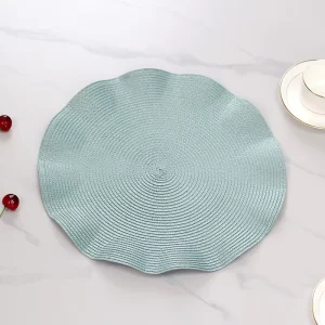 High Quality Classic Luxury PP Material Braided Wave Flower Edge Round Eco Friendly Holiday Placemat Table Decoration
