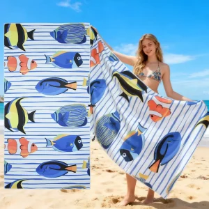 High Quality Clownfish Print Microfiber Beach Towels Super Absorbent Sand Free Comfortable Towels Beach