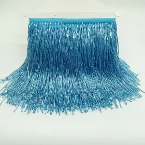 High Quality Craft Beaded Tassel Fringe Trimming Glass Tube Fringe for Wedding Dress Latin Dancedress Accessories