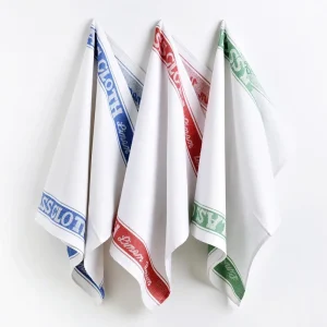 High Quality Custom Design Stripes Cotton Kitchen Towels Cotton Linen Yarn Dyed Dish Tea Towel with logo Embroidery