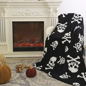 High Quality Custom Designer Influence King Size Halloween Polyester Knit Throw Blanket