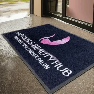 High Quality Custom Logo Rubber Door Mat PVC With Nylon Surface Colorful Outdoor Welcome Pattern Cushioned Entrance Rug