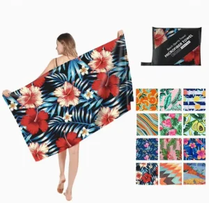 High Quality Custom Oversized Summer Beach Towels Eco Absorbent Quick Drying Thin 88% Polyester 12% Polyamide Swimming
