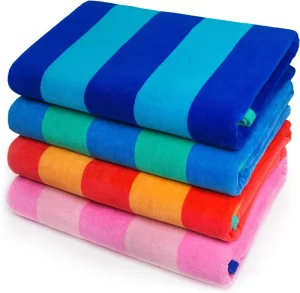 High Quality Custom Print 100% Cotton Soft Striped Large Oversize Beach Towel with logo