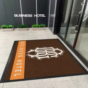 High Quality Custom Tufted Jacquard Reversible Entrance Mat with Hot Stamping Logo for Outdoor Business Hotel Use