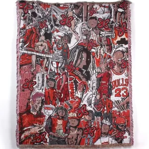High Quality Custom Woven Knit Throw Blanket Popular Anime Design Four Season Tapestry Hoodie Clothing Woven Blanket
