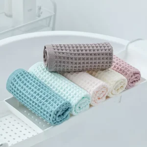 High Quality Customized Cotton Waffle Weave Bath Towel Sets Flat Weave Clean Thick Soft Skin Absorbent Hand Face Towels